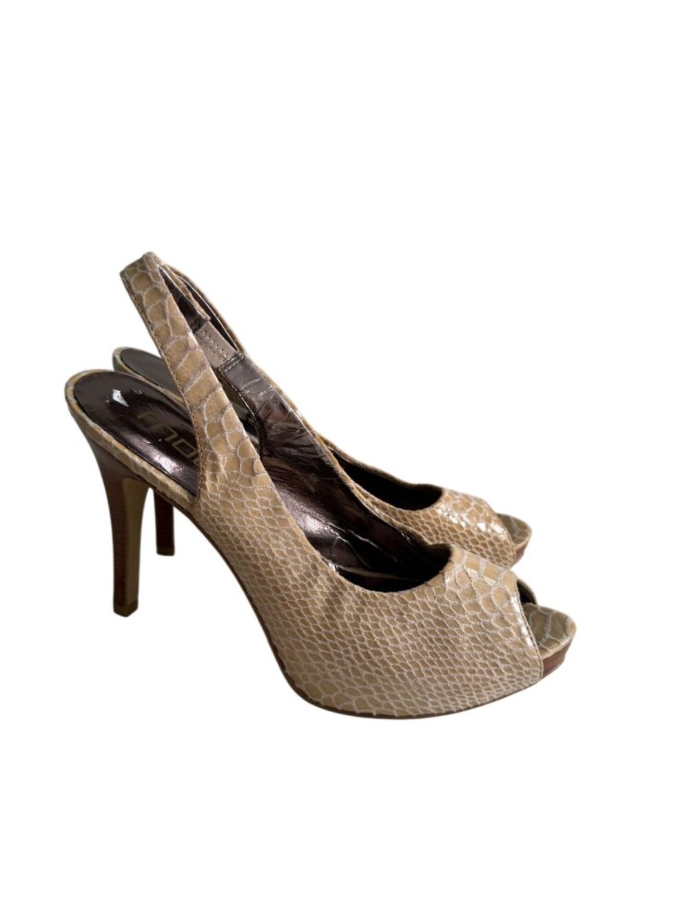 MODA Beige Leather Slingback Heels Size 8.5 - Picture 5 of 9